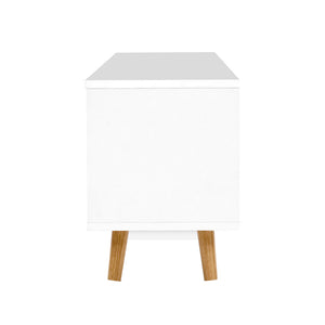 Two Tone Entertainment Unit TV Stand Cabinet Cupboard - White & Wood - Afterpay - Zip Pay - Dodosales -