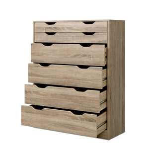 Chest Of drawer 6 Drawers Tallboy Storage Bedroom Furniture Oak Colour