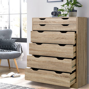 Chest Of drawer 6 Drawers Tallboy Storage Bedroom Furniture Oak Colour