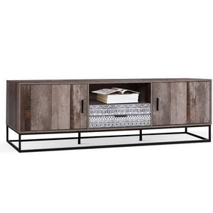 TV Stand Entertainment Unit Storage Cabinet Industrial Rustic Wooden 1.8M