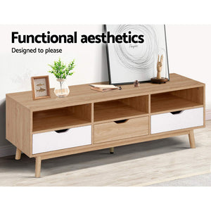 z Scandi Look TV Cabinet Entertainment Unit Stand Wooden Storage 140cm