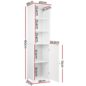 Bathroom Tallboy Furniture Toilet Storage Cabinet Laundry Cupboard Tall Shelves White