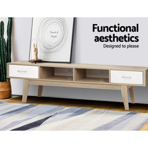 180cm TV Unit Cabinet Entertainment Stand Storage Wooden Scandinavian Look