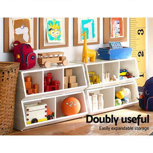 Kids Toy Box Stackable Bookshelf Storage Organiser Bookcase Shelf - Afterpay - Zip Pay - Dodosales -