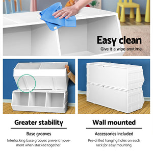 Kids Toy Box Stackable Bookshelf Storage Organiser Bookcase Shelf - Afterpay - Zip Pay - Dodosales -