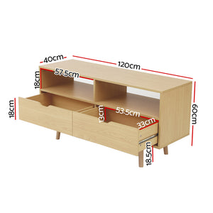 Scandinavian Look TV Cabinet Entertainment Unit Stand Wooden Storage 120cm