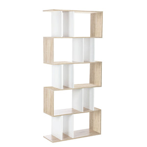 5 Tier Display Unit Book Storage Shelf Stand Bookshelf White Brown - Afterpay - Zip Pay - Dodosales -