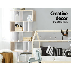5 Tier Display Unit Book Storage Shelf Stand Bookshelf White Brown - Afterpay - Zip Pay - Dodosales -