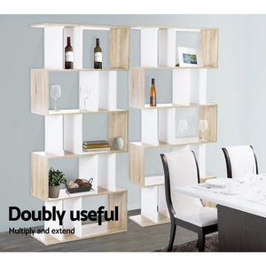 5 Tier Display Unit Book Storage Shelf Stand Bookshelf White Brown - Afterpay - Zip Pay - Dodosales -