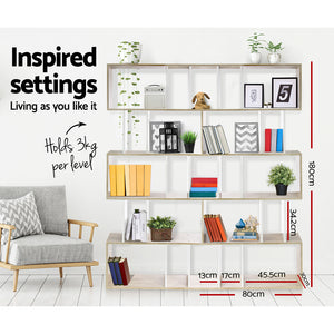 5 Tier Display Unit Book Storage Shelf Stand Bookshelf White Brown - Afterpay - Zip Pay - Dodosales -