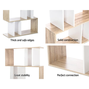 5 Tier Display Unit Book Storage Shelf Stand Bookshelf White Brown - Afterpay - Zip Pay - Dodosales -