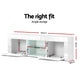 130cm High Gloss Front TV Stand Entertainment Unit Storage Cabinet Tempered Glass Shelf White - Afterpay - Zip Pay - Dodosales -