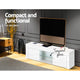 130cm High Gloss Front TV Stand Entertainment Unit Storage Cabinet Tempered Glass Shelf White - Afterpay - Zip Pay - Dodosales -