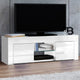 130cm High Gloss Front TV Stand Entertainment Unit Storage Cabinet Tempered Glass Shelf White - Afterpay - Zip Pay - Dodosales -