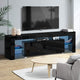 160cm RGB LED TV Stand Cabinet Entertainment Unit Front Gloss Furniture Drawer Black