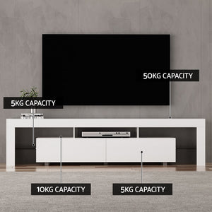 Entertainment Unit TV Cabinet Stand RGB LED Gloss Furniture 2M White