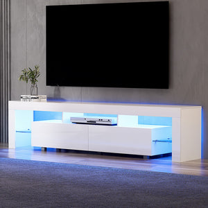 Entertainment Unit TV Cabinet Stand RGB LED Gloss Furniture 2M White