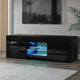 Black RGB LED TV Stand Cabinet Entertainment Unit Gloss Furniture 130cm