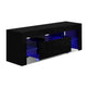 130cm High Gloss Front TV Stand Entertainment Unit RGB LED Storage Cabinet Tempered Glass Shelf Black - Afterpay - Zip Pay - Dodosales -