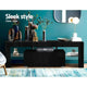 130cm High Gloss Front TV Stand Entertainment Unit RGB LED Storage Cabinet Tempered Glass Shelf Black - Afterpay - Zip Pay - Dodosales -