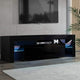 130cm High Gloss Front TV Stand Entertainment Unit RGB LED Storage Cabinet Tempered Glass Shelf Black - Afterpay - Zip Pay - Dodosales -