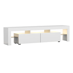 189cm High Gloss Front TV Stand Cabinet Entertainment Unit RGB LED Light Drawers White