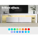 189cm High Gloss Front TV Stand Cabinet Entertainment Unit RGB LED Light Drawers White