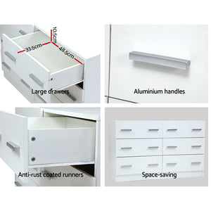 Bedroom Dresser Chest Of drawer 6 Drawers Lowboy Storage Furniture Cabinet White