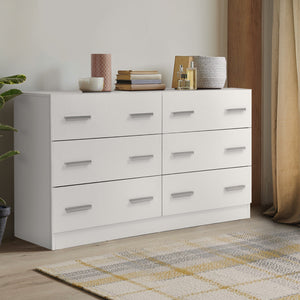 Bedroom Dresser Chest Of drawer 6 Drawers Lowboy Storage Furniture Cabinet White