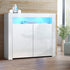 Buffet Sideboard Cabinet LED Storage Cupboard Unit 2 High Gloss Doors White