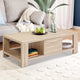 Coffee Table Oak Colour Storage Drawer Open Shelf Wooden