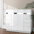 120cm High Gloss  Cabinet Shoe Storage Rack Cupboard White Drawers