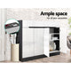120cm High Gloss Cabinet Shoe Storage Rack Cupboard White Drawers - White & Black