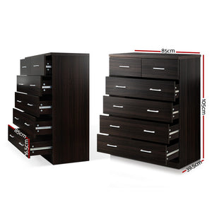 Chest Of drawer 6 Drawers Tallboy Storage Bedroom Furniture Walnut - Afterpay - Zip Pay - Dodosales -