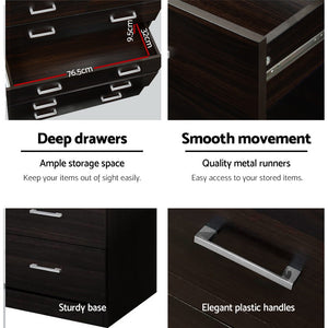 Chest Of drawer 6 Drawers Tallboy Storage Bedroom Furniture Walnut - Afterpay - Zip Pay - Dodosales -