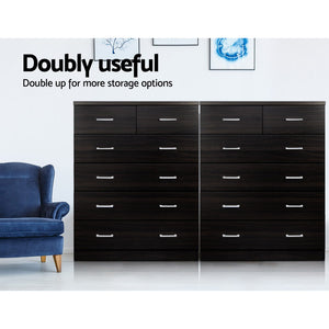 Chest Of drawer 6 Drawers Tallboy Storage Bedroom Furniture Walnut - Afterpay - Zip Pay - Dodosales -