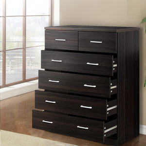 Chest Of drawer 6 Drawers Tallboy Storage Bedroom Furniture Walnut - Afterpay - Zip Pay - Dodosales -