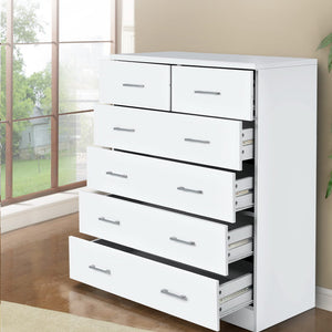 Chest Of drawer 6 Drawers Tallboy Storage Bedroom Furniture White - Afterpay - Zip Pay - Dodosales -