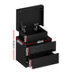 High Gloss Bedside Table Drawers RGB LED Nightstand Black