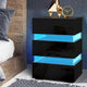 High Gloss Front Bedside Table Nightstand 3 Drawers RGB LED Black