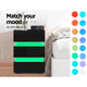 High Gloss Front Bedside Table Nightstand 3 Drawers RGB LED Black