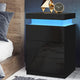 High Gloss Bedside Table Drawers RGB LED Nightstand 3 Drawers Black