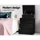 High Gloss Bedside Table Drawers RGB LED Nightstand 3 Drawers Black