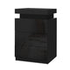 High Gloss Bedside Table Drawers RGB LED Nightstand 3 Drawers Black