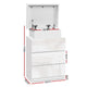 High Gloss Bedside Table Drawers RGB LED Nightstand 3 Drawers White