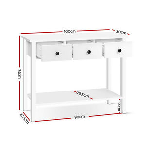 Console Table Entry Way Hallway Decor 3 Drawers Storage Desk White