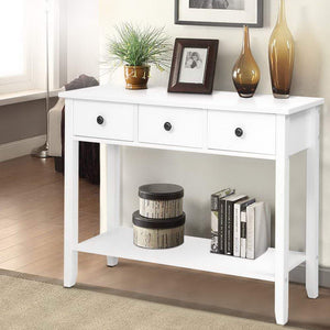 Console Table Entry Way Hallway Decor 3 Drawers Storage Desk White