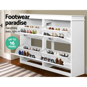 Shoe Cabinet Shoes Storage Rack Organiser White Shelf Drawer Cupboard 24 Pairs