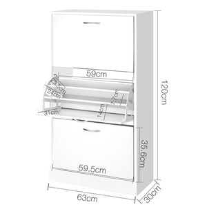 Shoe Cabinet Unit 3 Tier Storage Adjustable Shelves Hallway Bedroom - Afterpay - Zip Pay - Dodosales -
