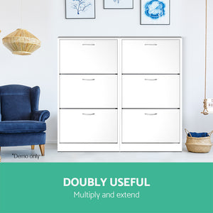 Shoe Cabinet Unit 3 Tier Storage Adjustable Shelves Hallway Bedroom - Afterpay - Zip Pay - Dodosales -